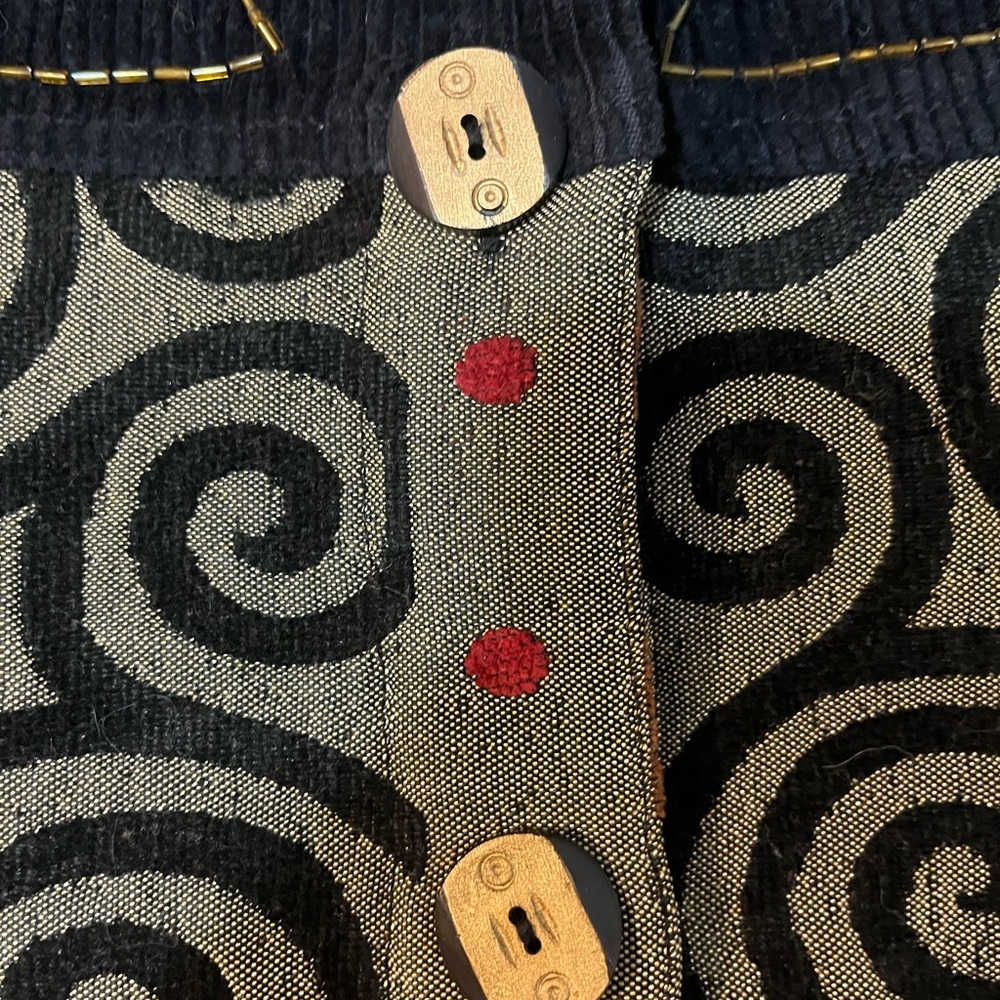 Vintage Notations Corduroy Artisan Black and Red Jacket Patch Work Cotton 18 - Picture 8 of 9